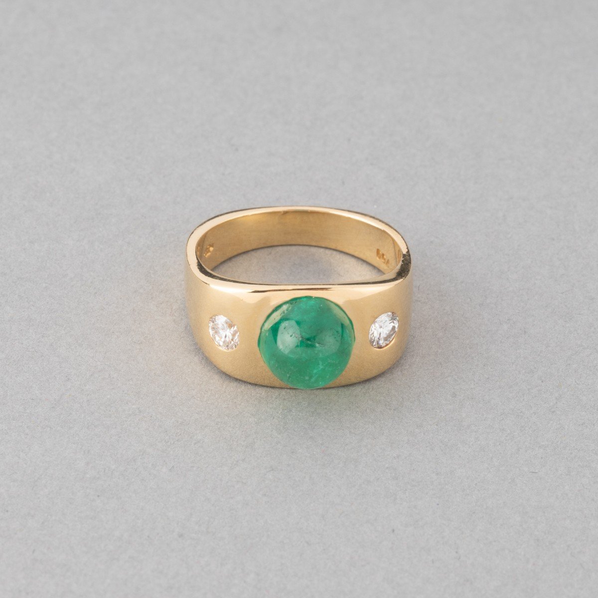 Vintage French Ring In Gold Emerald And Diamonds-photo-3