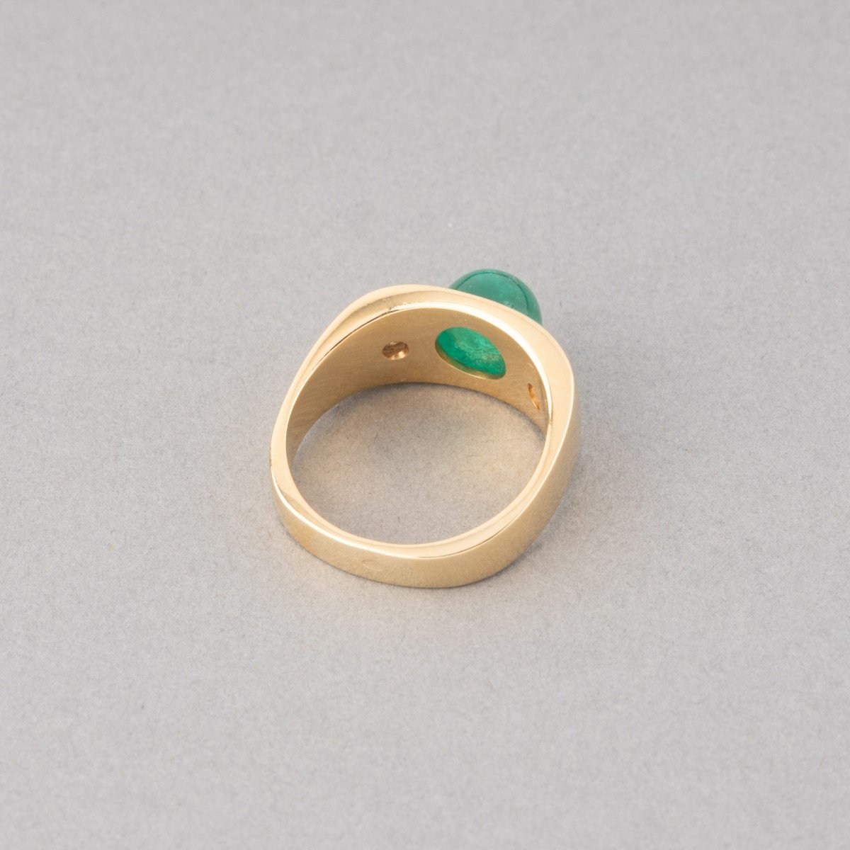 Vintage French Ring In Gold Emerald And Diamonds-photo-1