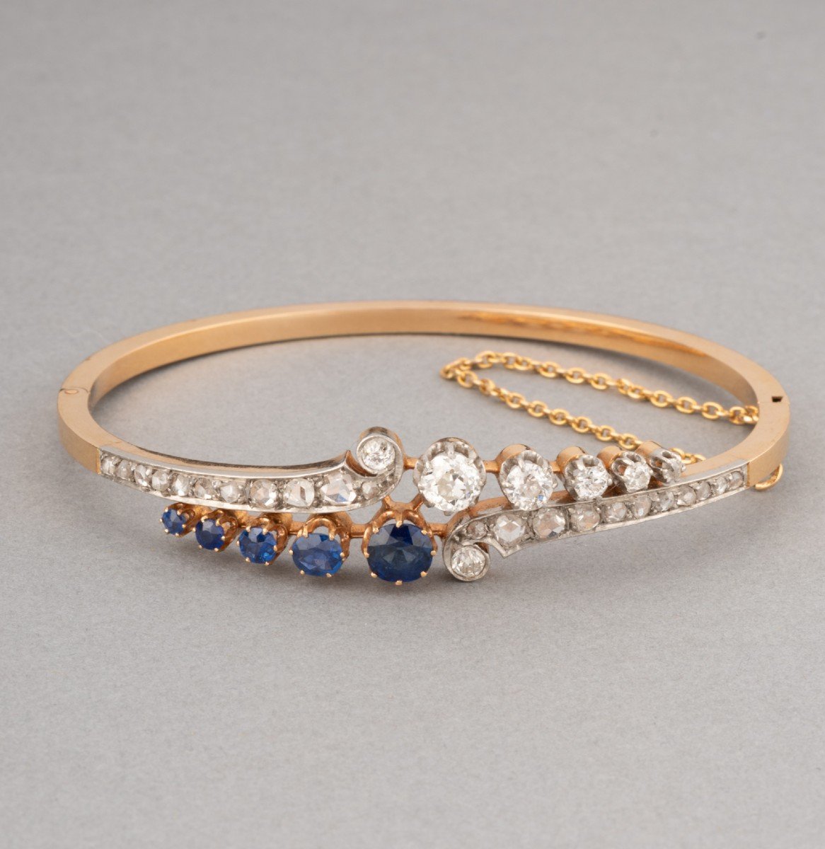 Antique French Bracelet In Gold, Diamonds And Sapphires