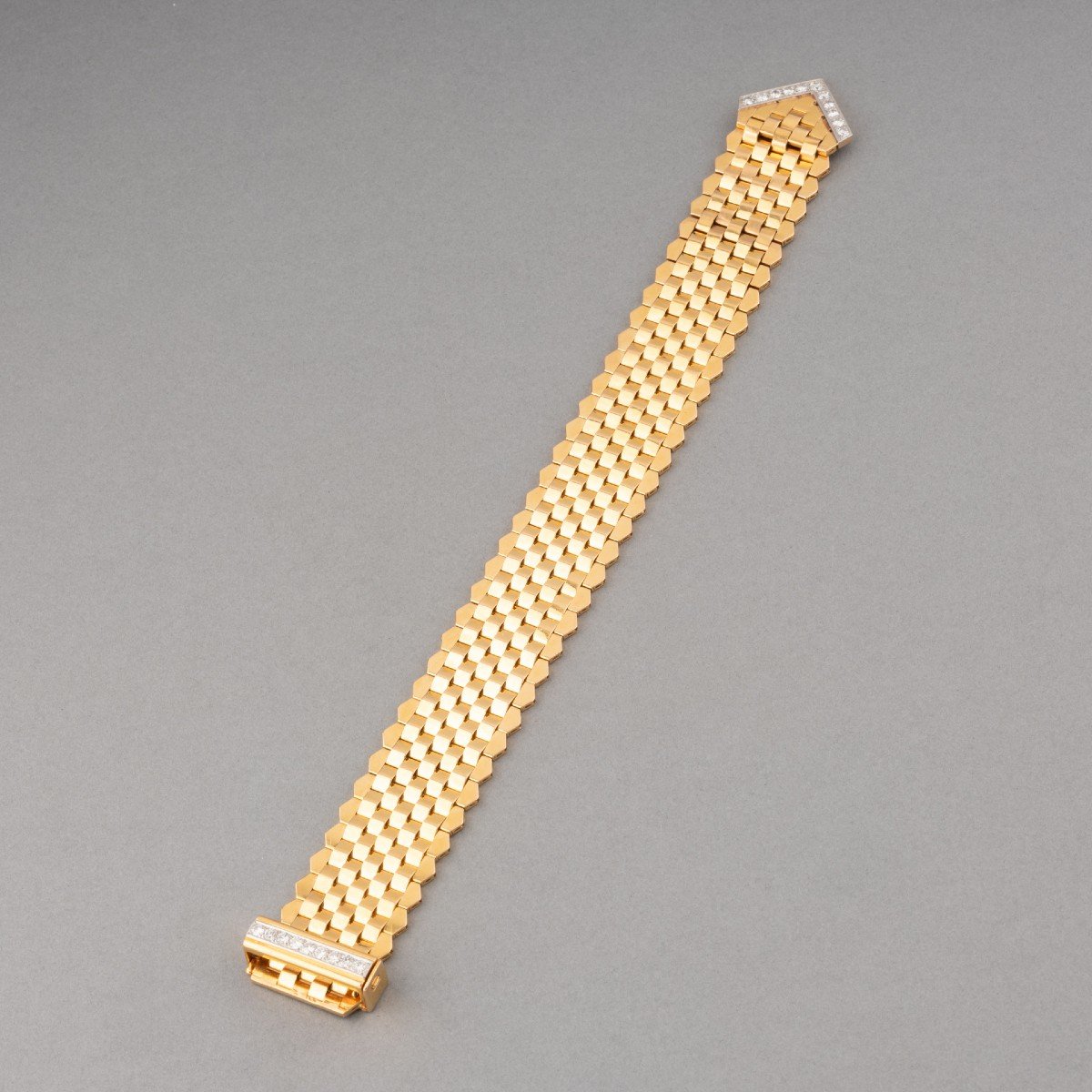 French Retro Gold And Diamond Belt Bracelet-photo-2