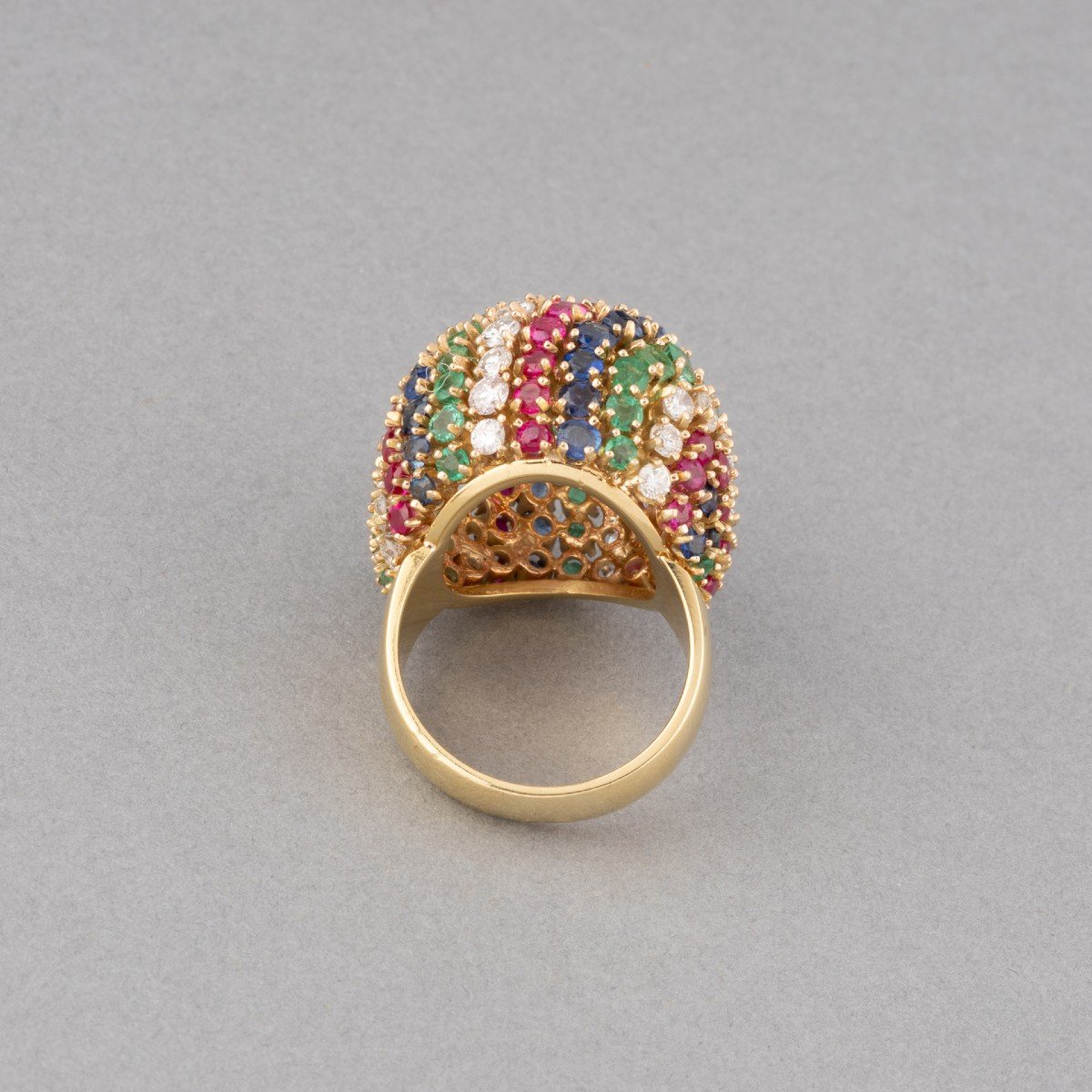 Bague Française Vintage En Or Et Pierres Précieuses-photo-4