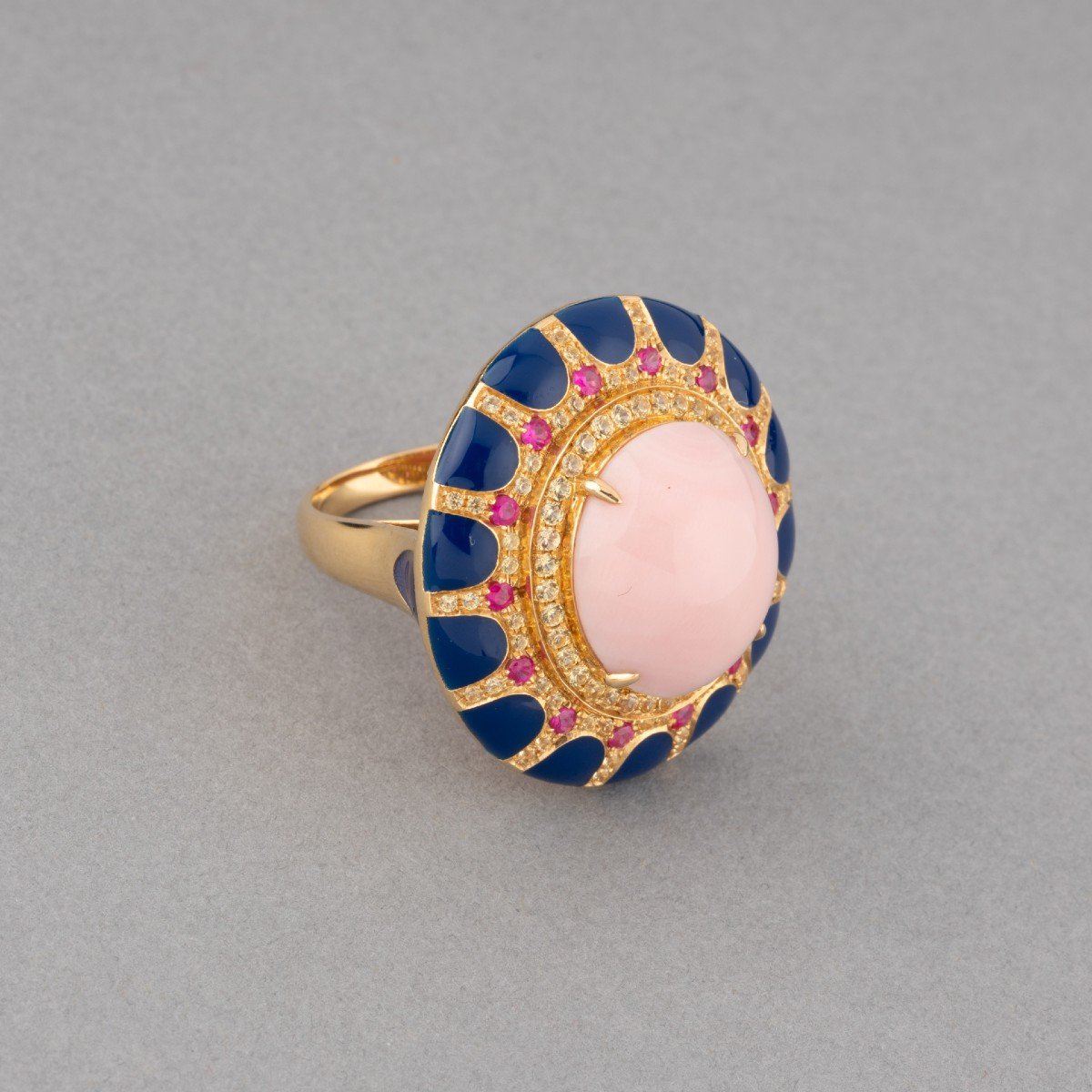 Vintage Gold Coral And Gemstone Cocktail Ring-photo-1