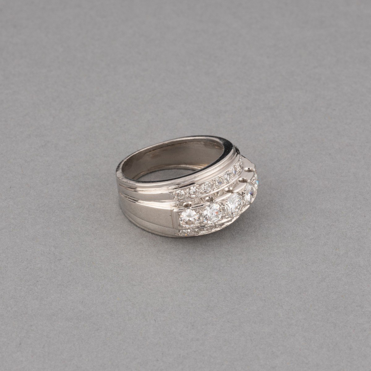 Bague Française Art Déco En Platine Et Diamants-photo-1