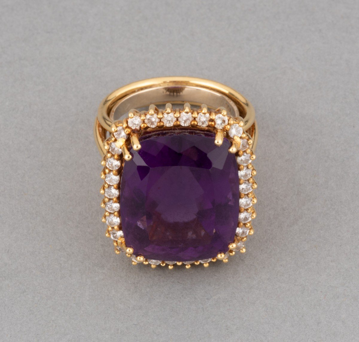 Vintage Gold Ring With Diamonds And Amethyst