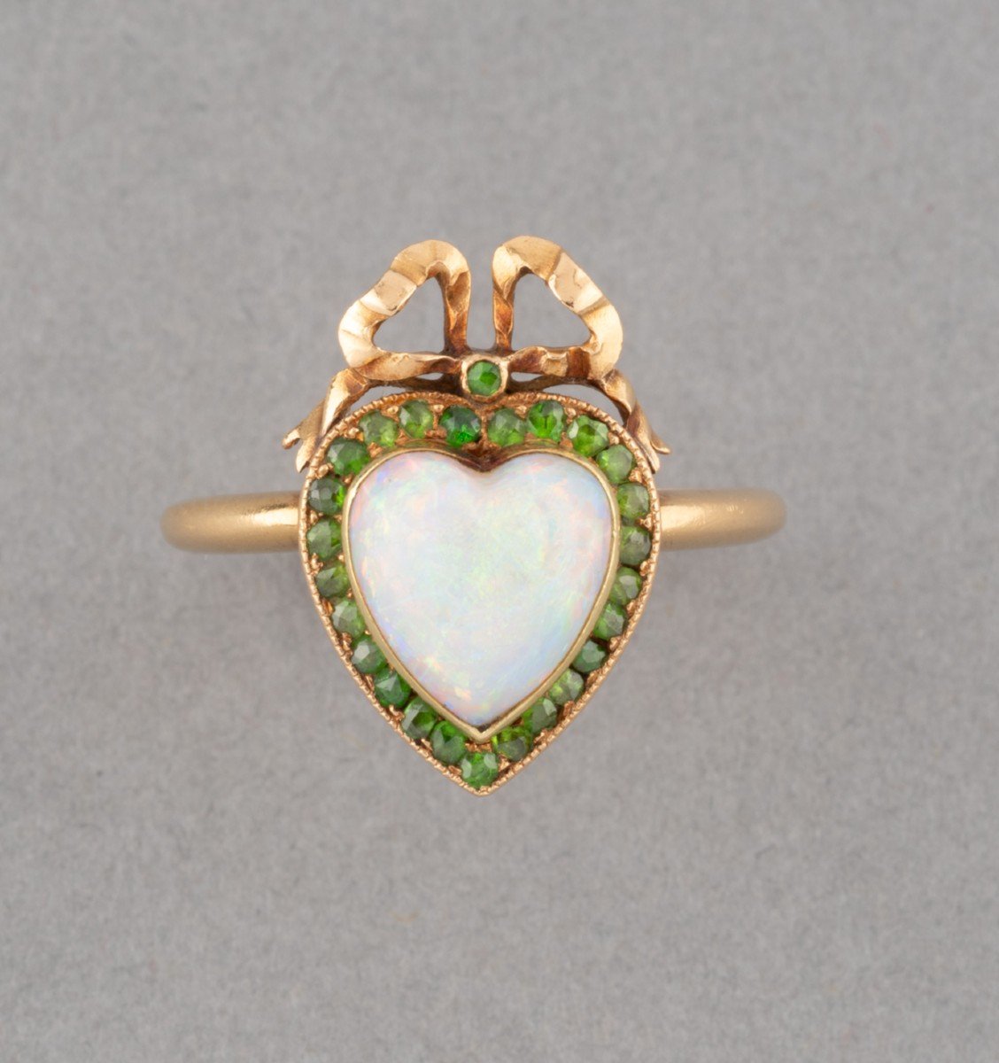 Antique Gold Opal And Garnet Ring