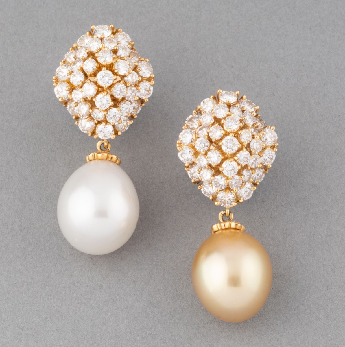 Kutchinsky Vintage Gold Diamond And Pearl Earrings