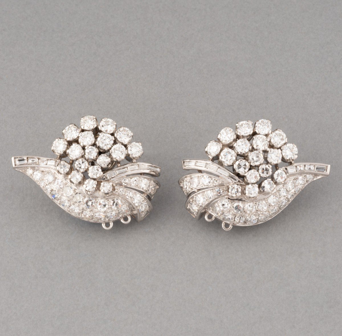 Boucles d'Oreilles Françaises Vintage En Or Et Diamants