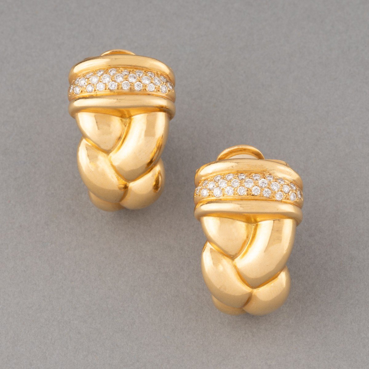 Vintage French Gold And Diamond Earrings-photo-2