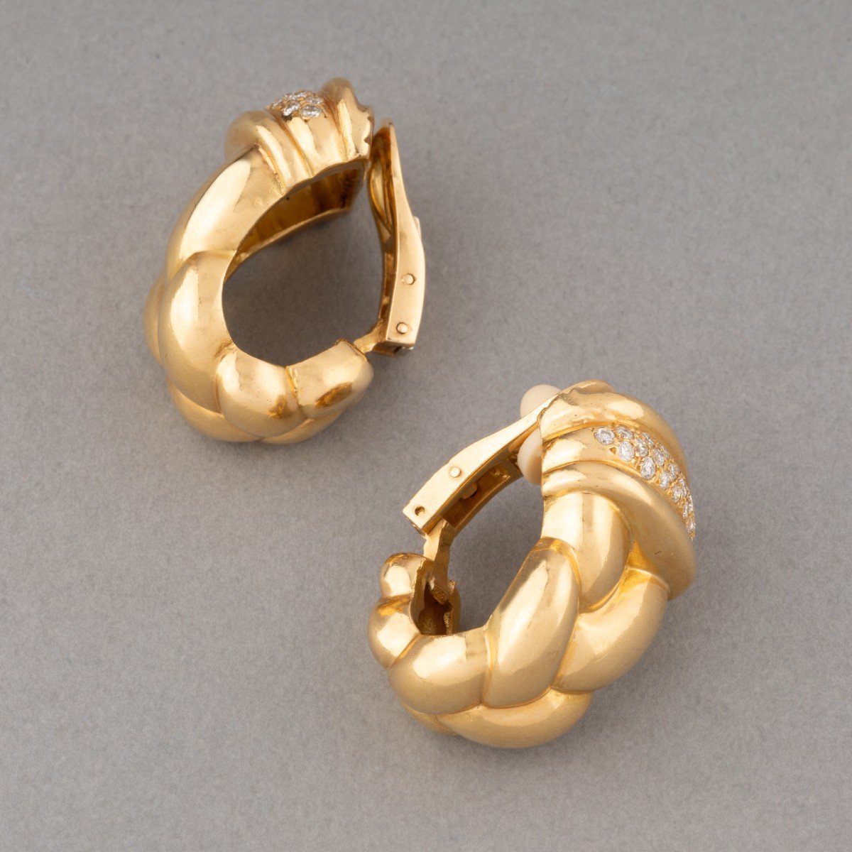 Vintage French Gold And Diamond Earrings-photo-4