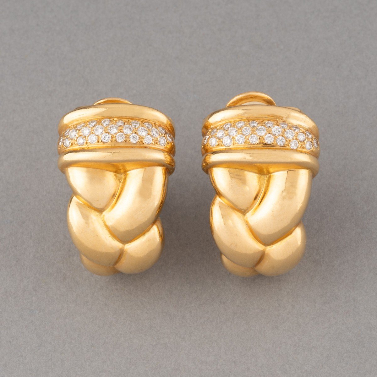 Vintage French Gold And Diamond Earrings