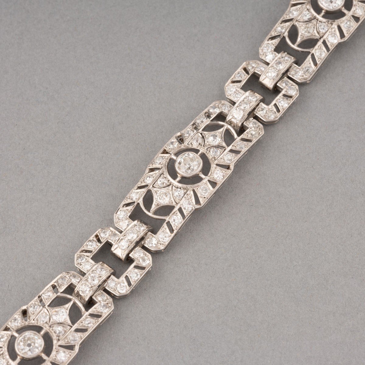 Bracelet Français Ancien Art Déco En Or Platine Et 5 Carats De Diamants-photo-3