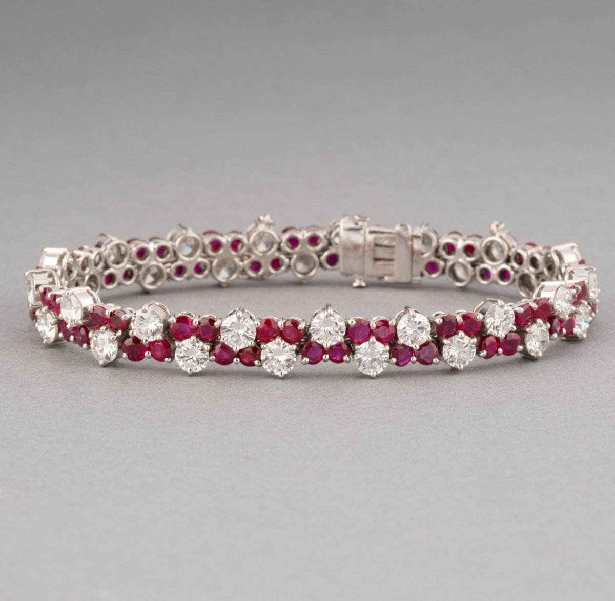 Vintage French Bracelet In Ruby Gold And 10 Carat Diamonds