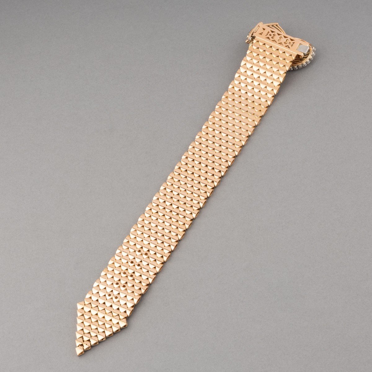 Vintage French Belt Bracelet In Gold And 2 Carat Diamonds-photo-1