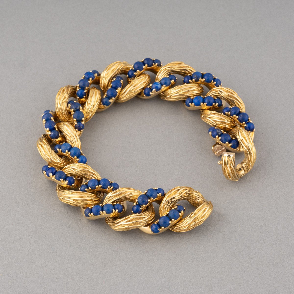 Vintage Gold And Lapis Lazuli Bracelet-photo-1