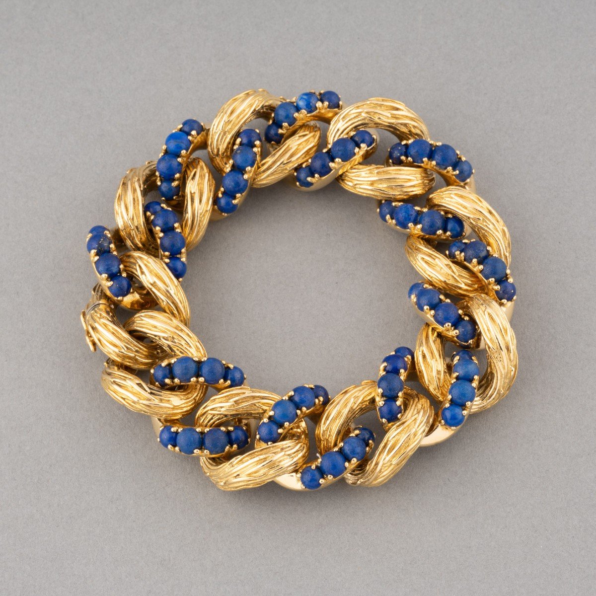 Vintage Gold And Lapis Lazuli Bracelet-photo-2