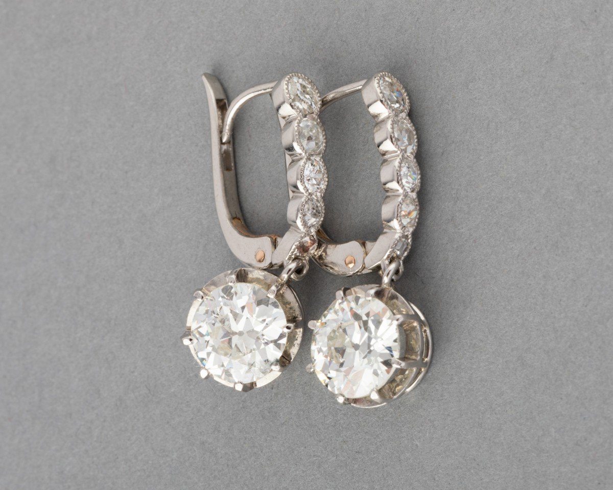 3.39 Carat Antique French Diamond Earrings-photo-6