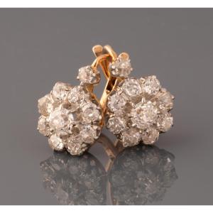 Boucles d'Oreilles Anciennes En Or Et Diamants