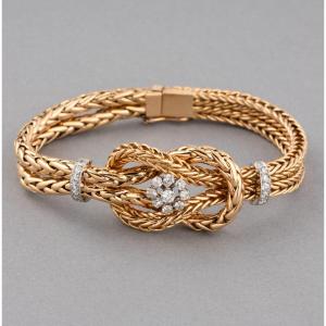 Vintage French Bracelet In Gold And Diamonds