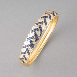 Wempe Vintage Bracelet In Gold Diamonds And Sapphires