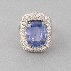 Vintage French 9 Carat Ceylon Sapphire And Diamond Ring