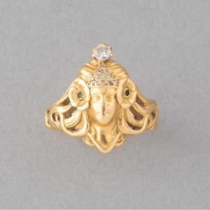 Antique French Art Nouveau Gold Ring 