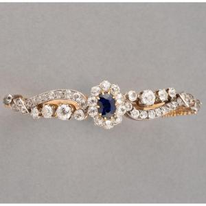 Antique French Bracelet In Gold, Diamonds And Sapphire