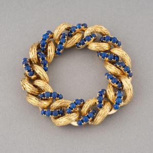 Vintage Gold And Lapis Lazuli Bracelet