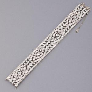 Bracelet Ancien En Platine Et 18 Carats De Diamants Vers 1920