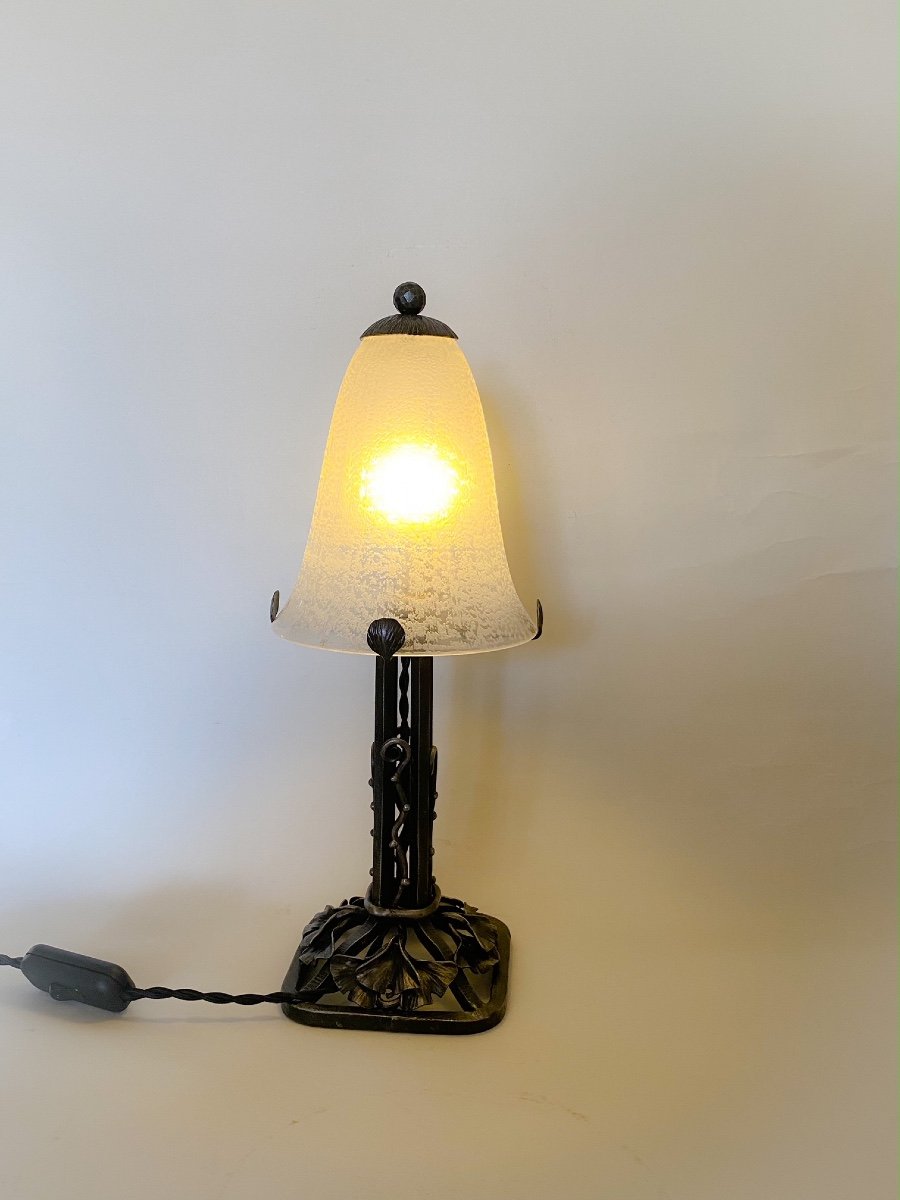 Daum Nancy France Art Deco Lampe-photo-3