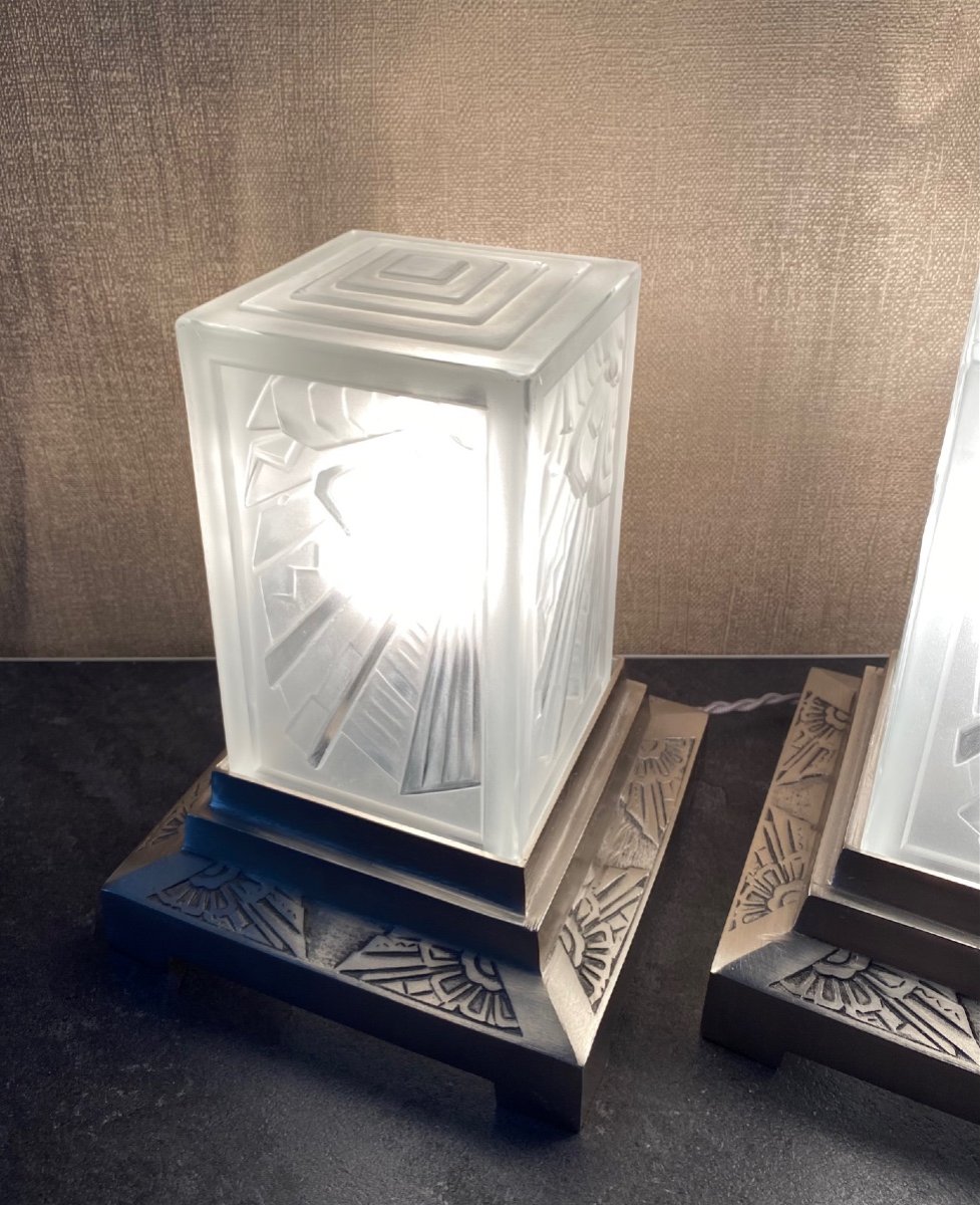 Art Deco Pair Night Light Lamp Hanots -photo-3