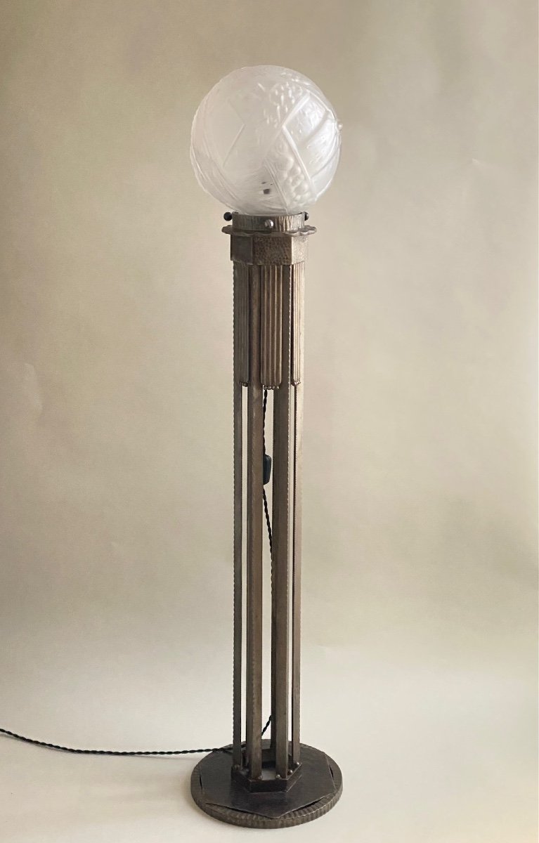 Wrought Iron Floor Lamp Fag (marcel Vasseur) And Muller Brother 1930 Art Deco-photo-3