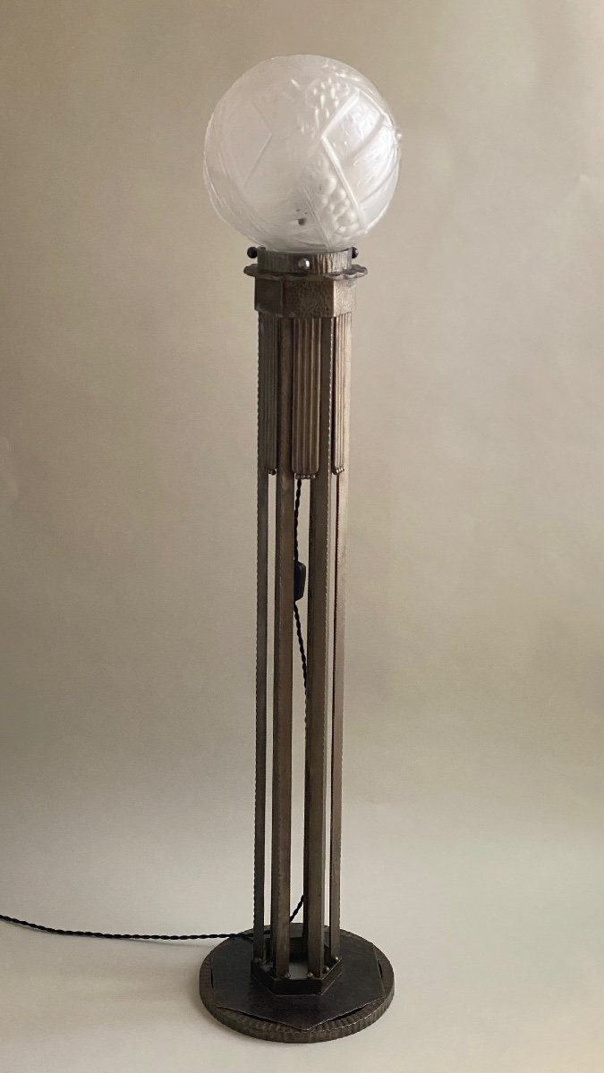 Wrought Iron Floor Lamp Fag (marcel Vasseur) And Muller Brother 1930 Art Deco-photo-4