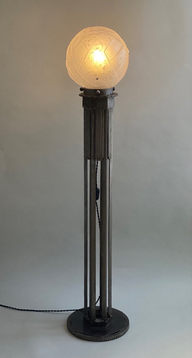 Lampadaire Fer Forgé Fag ( Marcel Vasseur ) Et Muller Frère 1930 Art Deco