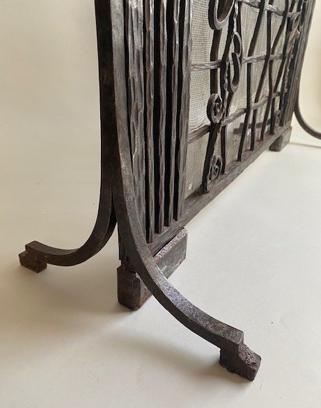 Art Deco Wrought Iron Firewall-photo-1