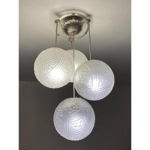 Art Deco Lustre Suspension Hettier et Vincent 