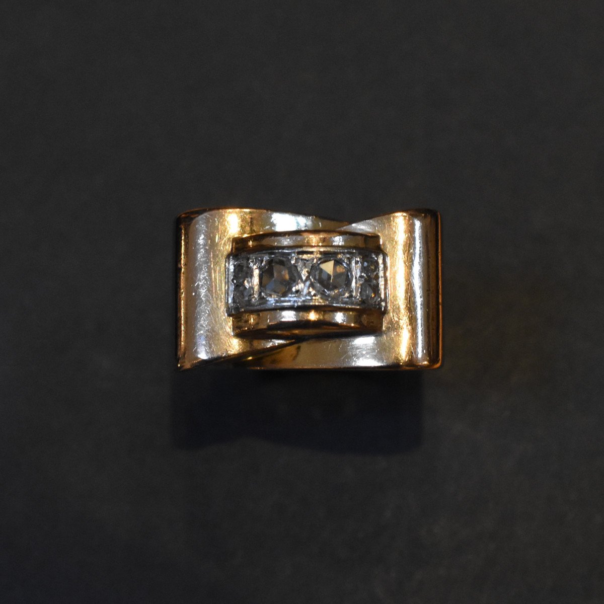 Tank Ring 18k Gold And Diamonds-photo-4