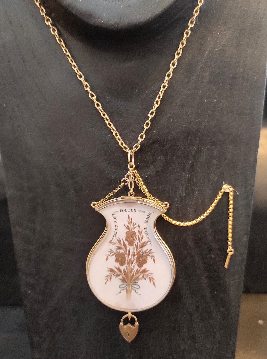 Pendentif en or 18K, bijou de sentiments du XIXème siècle-photo-3