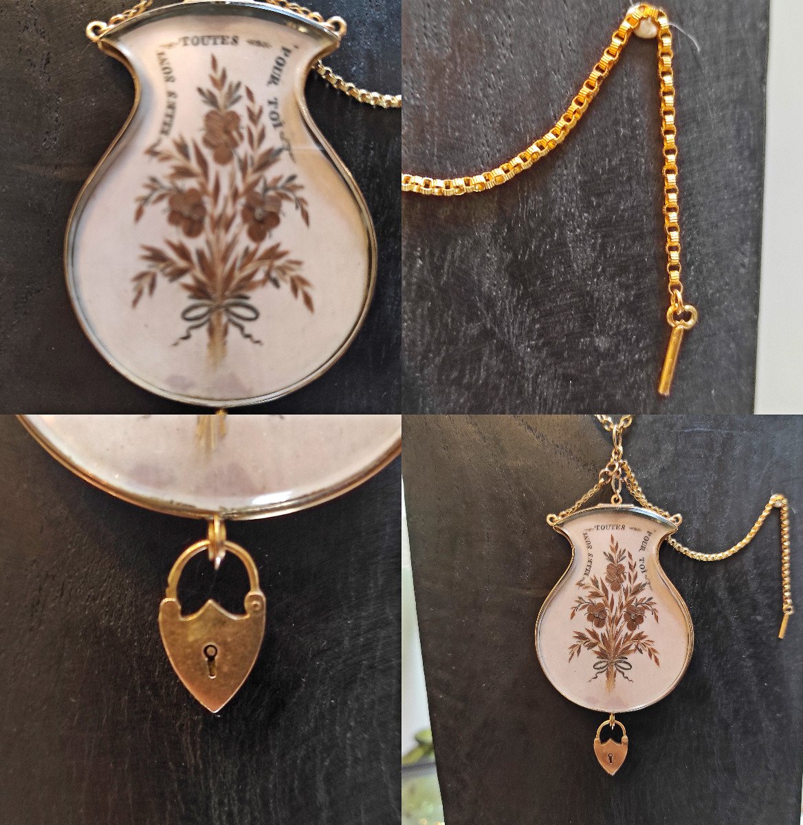 Pendentif en or 18K, bijou de sentiments du XIXème siècle-photo-4