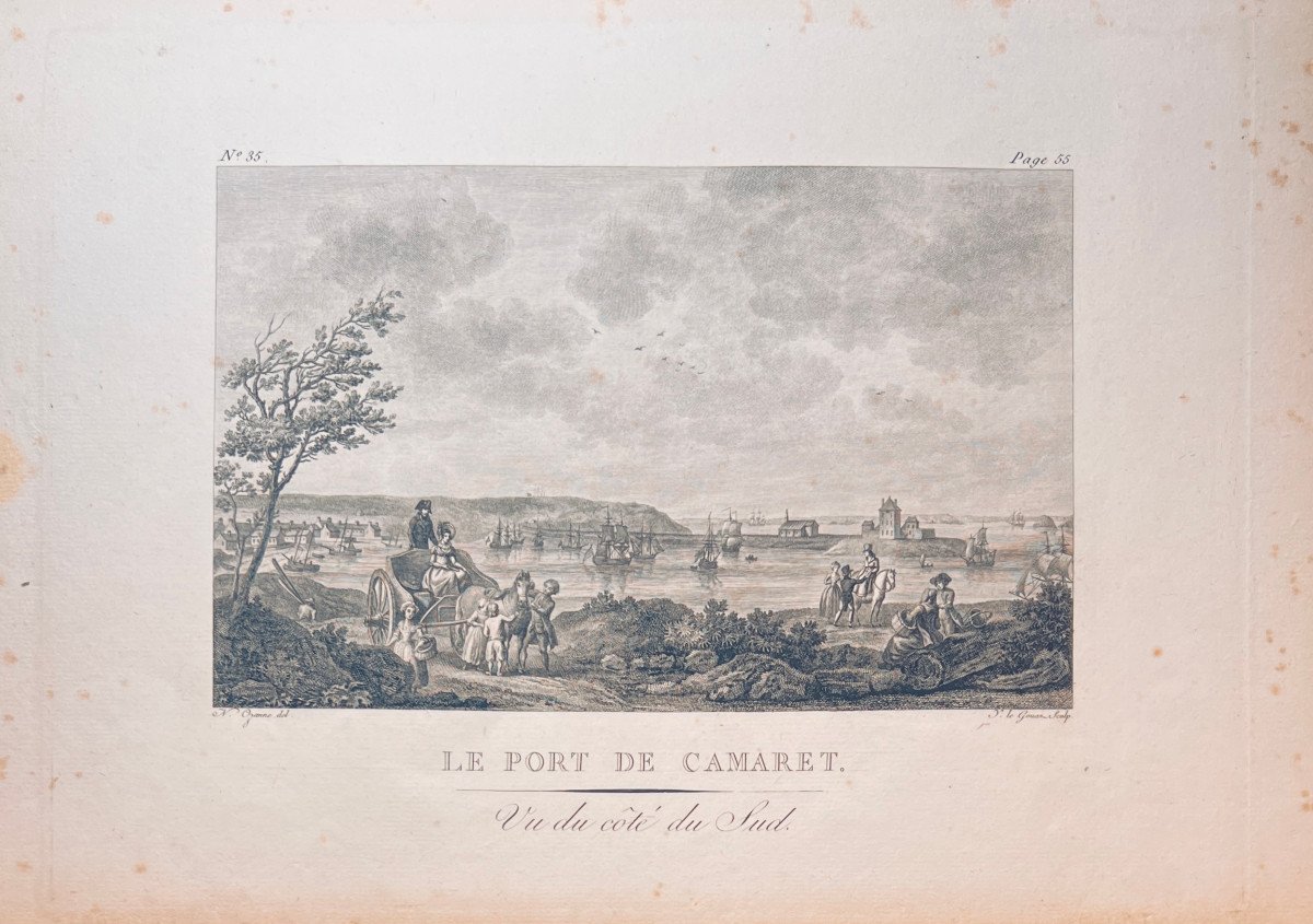 Gravure De Le Gouaz d'Après Ozanne : Le Port De Camaret, Vu Du Cote Du Sud 