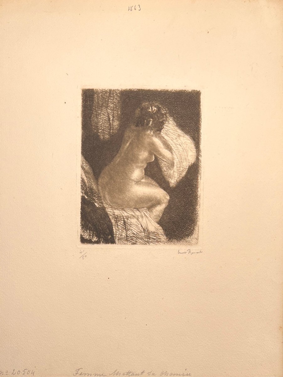 Engraving By Rouart: Woman Putting On Her Shirt