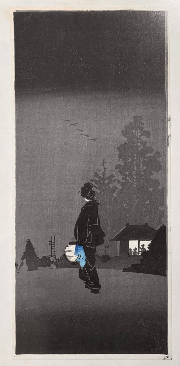 Estampe Japonaise d'Hiroshige IV : Bijin Sous La Lune