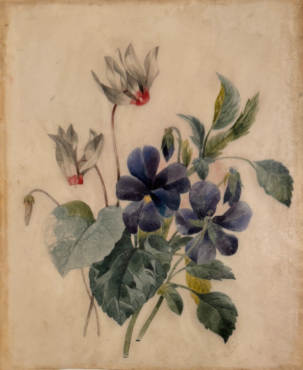 Watercolor On Vellum, 19th Century: Bouquet