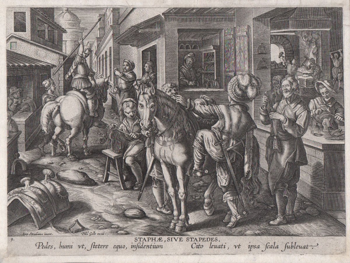 16th Century Engraving By Collaert After Stradan: Staphae, Sive Stapedes