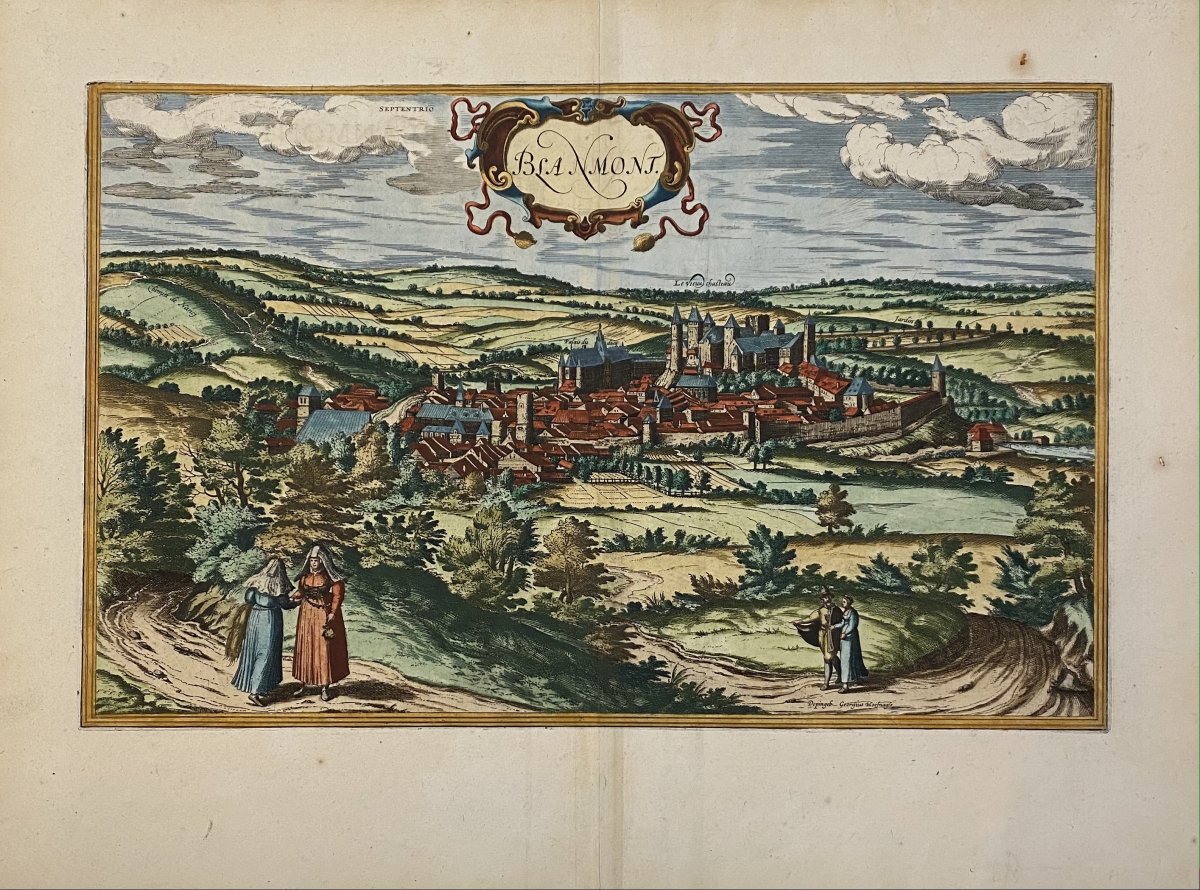 Engraving By Braun Around 1575: Cavalier View Of The City Of Blanmont