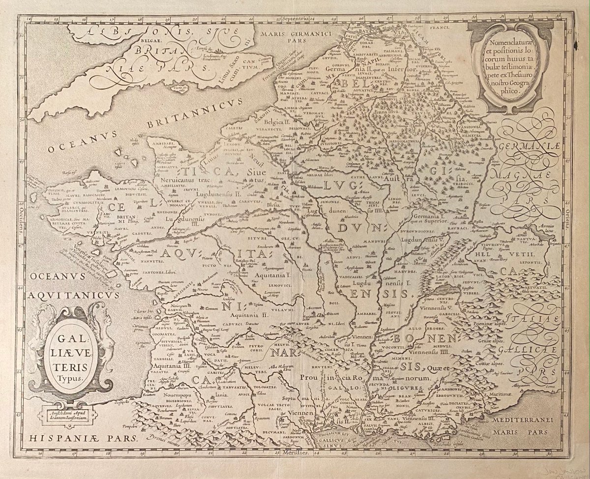 Carte Ancienne Du XVIIè De Janssonius : Galliae Veteris Typus ( Gaule Romaine ) 