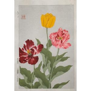 Estampe Japonaise De Shodo : Tulipes