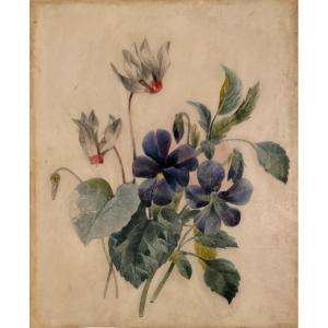 Watercolor On Vellum, 19th Century: Bouquet