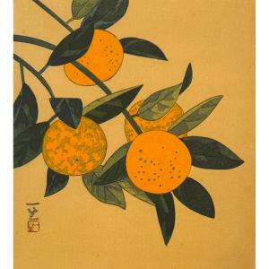 Japanese Print: Tachibana Or Mandarins