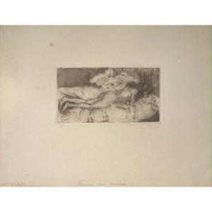Print By Ernest Rouart : Reclining Naked Woman