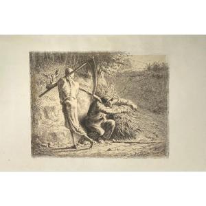 Engraving By Hedouin After Millet: Death And The Woodcutter